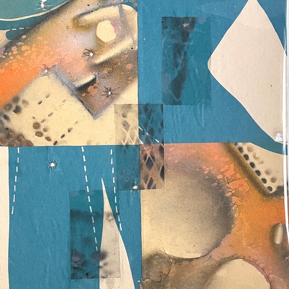 ‘Seducing’ Marksman Series: Abstract Mixed Media Art Piece in Blue and Orange - Picture 5 of 5